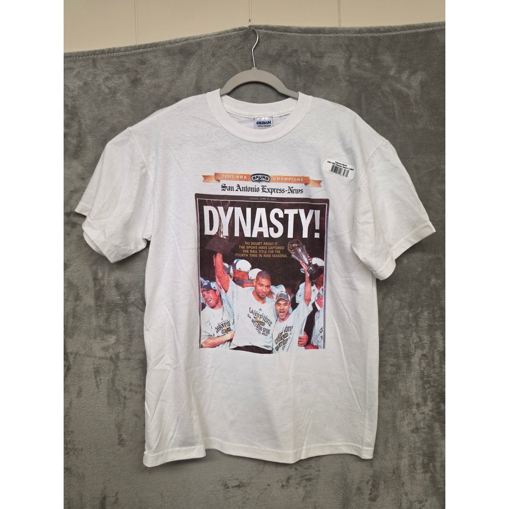 Vintage San Antonio Spurs 2007 NBA Champions Dynasty Shirt Mens Medium White